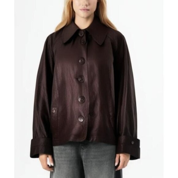 Tribal Women’s Long Sleeve Lined Burgundy Button-Up Coat Jacket Size 12 - Picture 1 of 15